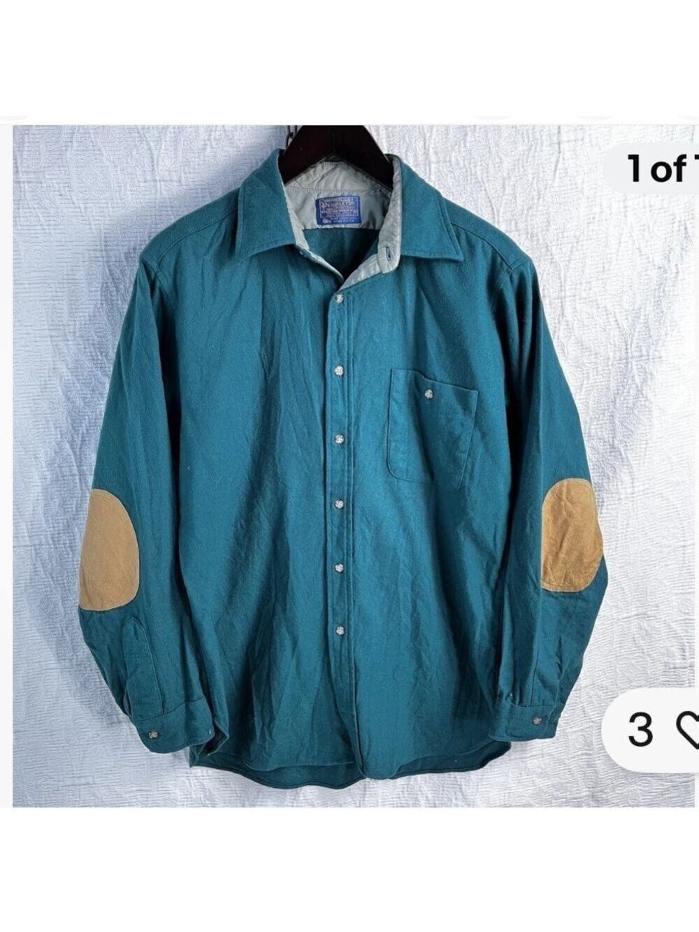 Vintage Pendleton Trail Shirt Mens Large 100 Virgin Wool USA Made Elbow Patches